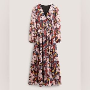 NWT Boden Metallic Detail Petal Print Maxi Dress, 6